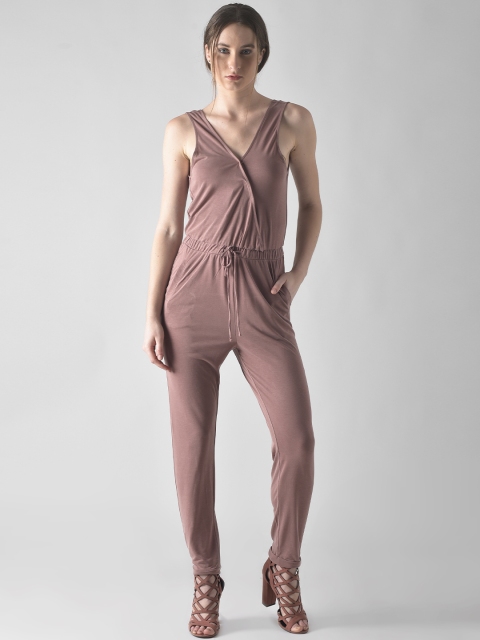 

FOREVER 21 Mauve Solid Basic Jumpsuit