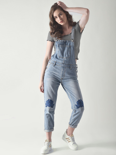 

FOREVER 21 Blue Washed Denim Dungarees