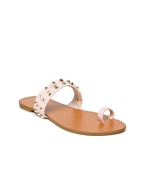 

FOREVER 21 Women Peach-Coloured Embellished One Toe Flats