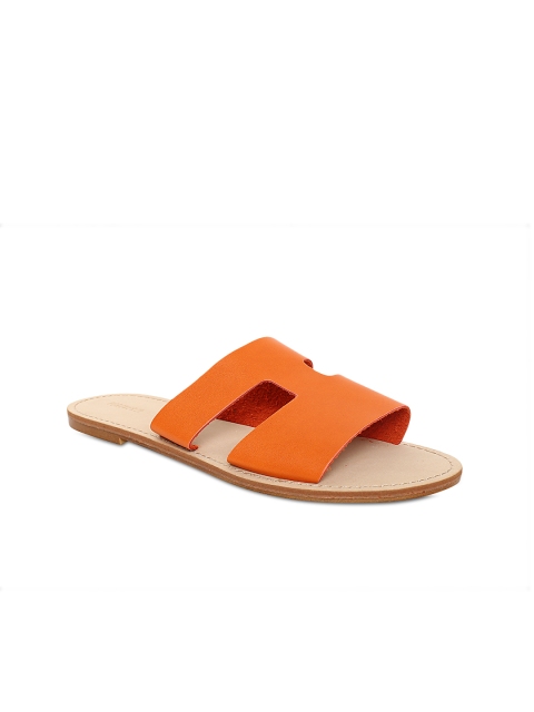 

FOREVER 21 Women Orange Solid Open Toe Flats