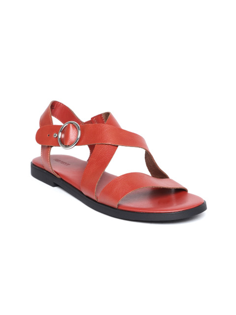 

FOREVER 21 Women Red Solid Open Toe Flats