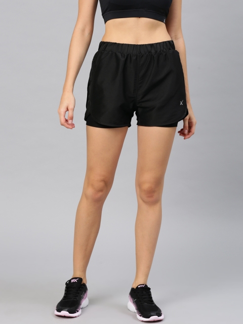 

HRX by Hrithik Roshan Women Black Solid Regular Fit Sports Shorts