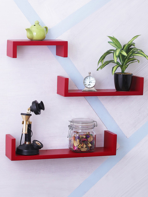 

Home Sparkle Red Wood Basic Wall Shelf