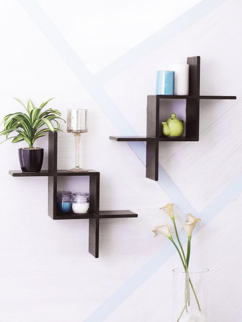 

Home Sparkle Brown MDF Basic Wall Shelf