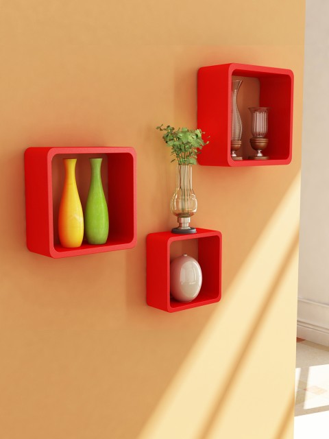 

Home Sparkle Red MDF Basic Wall Shelf