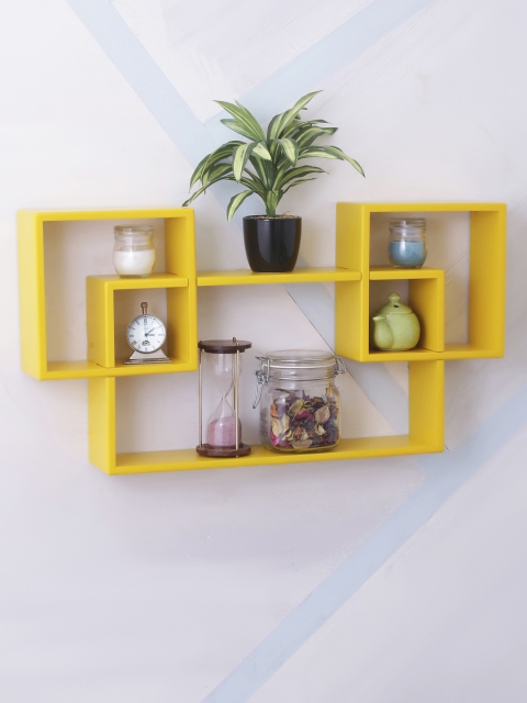 

Home Sparkle Yellow MDF Basic Wall Shelf