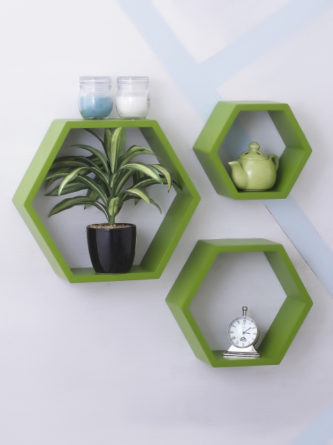 

Home Sparkle Green MDF Basic Wall Shelf