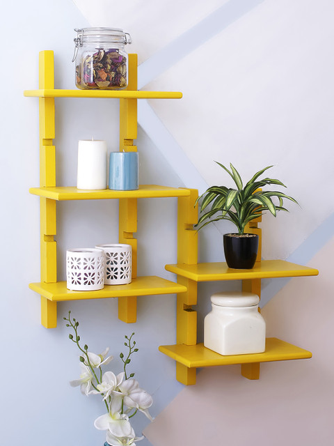 

Home Sparkle Yellow MDF Basic Wall Shelf