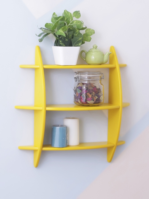 

Home Sparkle Yellow MDF Basic Wall Shelf