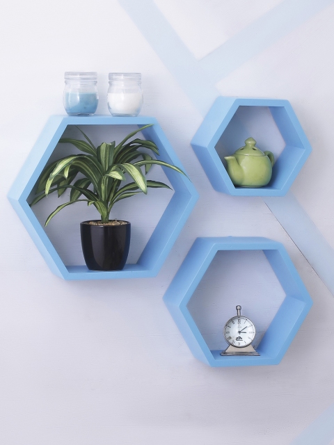 

Home Sparkle Blue MDF Basic Wall Shelf