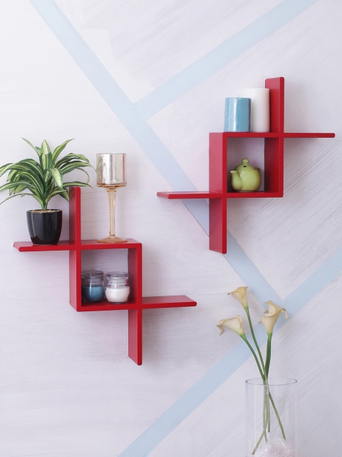 

Home Sparkle Red MDF Basic Wall Shelf