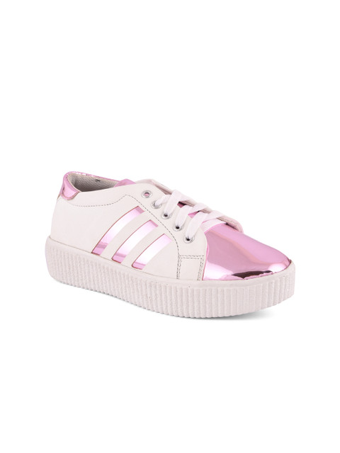

meriggiare Women Off-White and Pink Sneakers