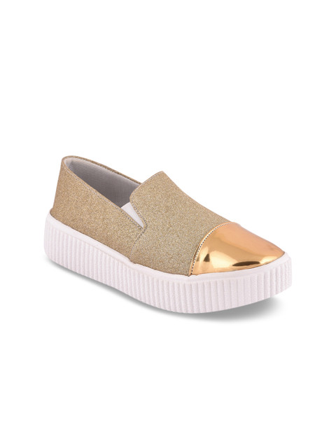 

meriggiare Women Gold-Toned Slip-On Sneakers