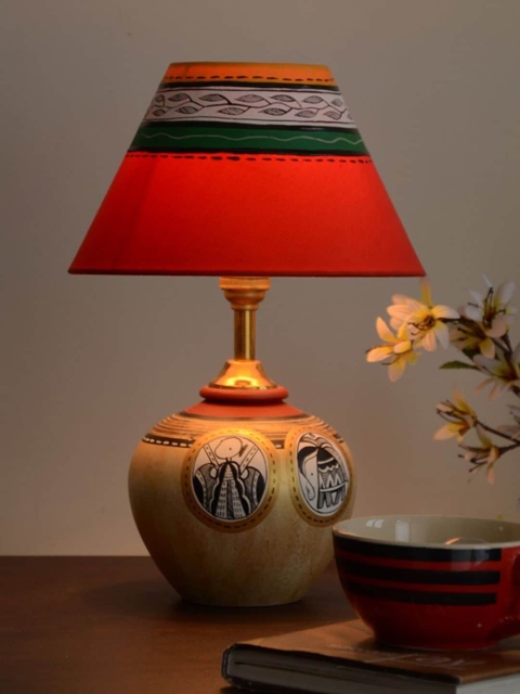 

Unravel India Teracotta Madhubani Handpainted Table Lamp, Gold