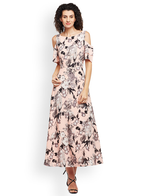

Latin Quarters Women Pink & Black Printed Fit and Flare Dress