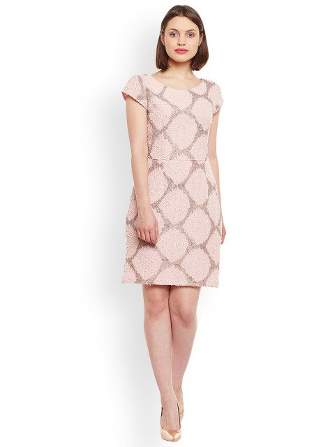 

Latin Quarters Women Peach-Coloured Self Design Sheath Dress