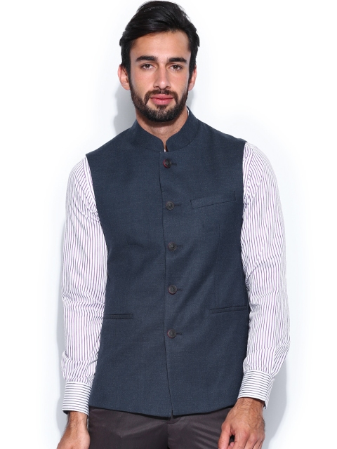 

Van Heusen Men Navy Slim Fit Wool Blend Waistcoat, Navy blue