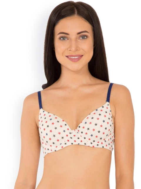 

Jockey Cream-Coloured Printed Underwired Lightly Padded Everyday Bra