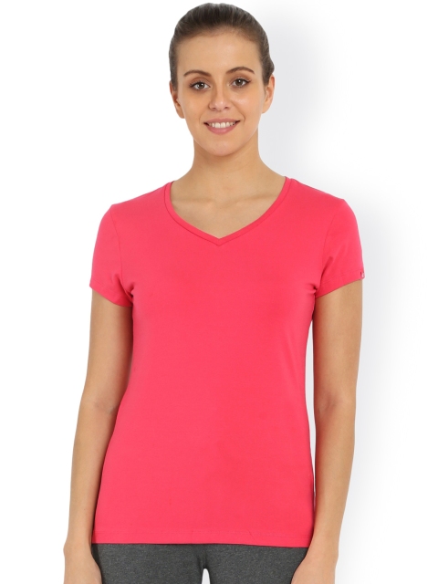 

Jockey Women Pink Solid V-Neck Lounge T-shirt 1359-0105