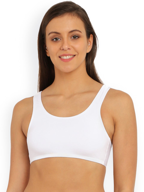 

Jockey White Solid Non-Wired Non Padded Workout Bra