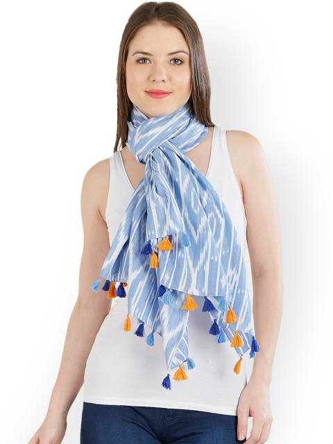 

Vozaf Women Blue & White Woven Design Stole