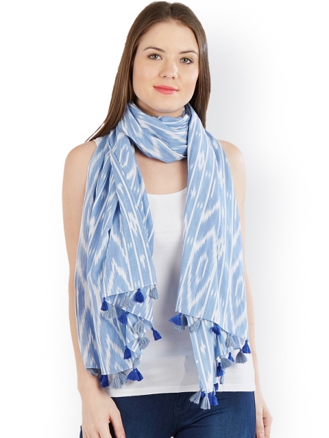 

Vozaf Women Blue & White Woven Design Stole