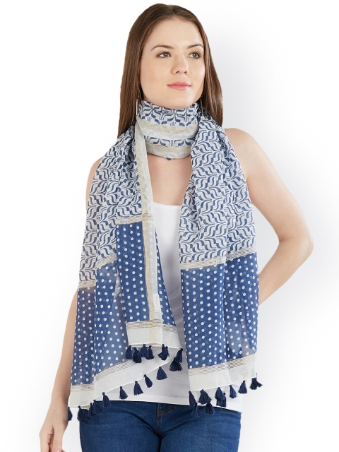 

Vozaf Women Navy Blue & Blue Printed Stole