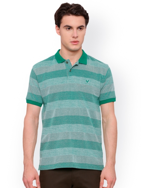 

Allen Solly Men Green Striped Polo Collar T-shirt