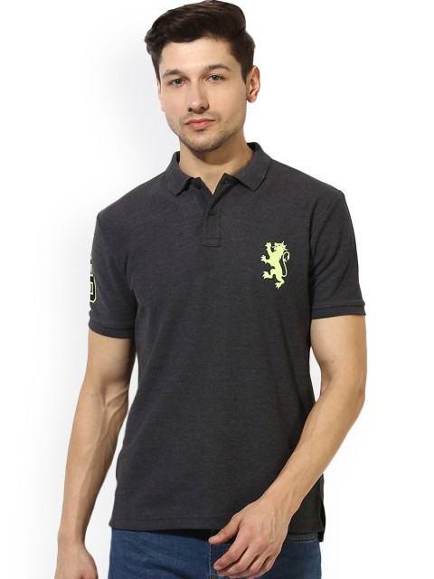 

Red Tape Men Charcoal Solid Polo Collar T-shirt