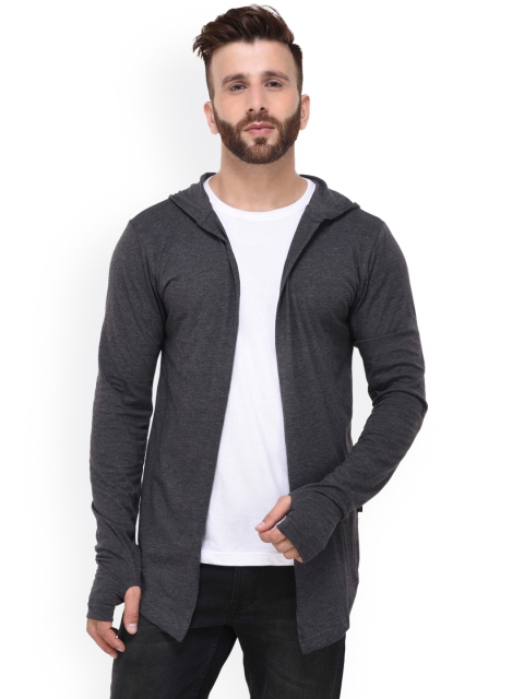 

Rigo Charcoal Solid Open Front Hooded Shrug
