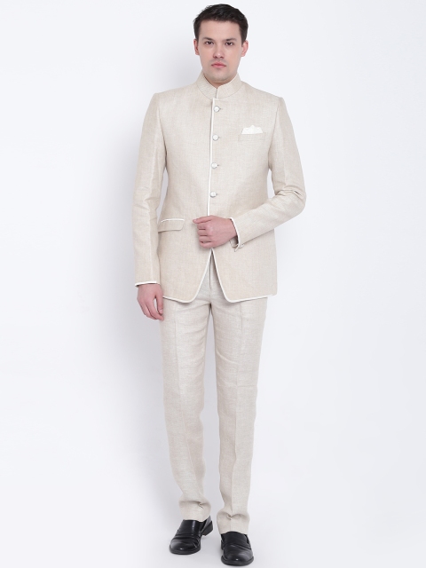 

Manish Creations Beige Solid Bandhgala Suit