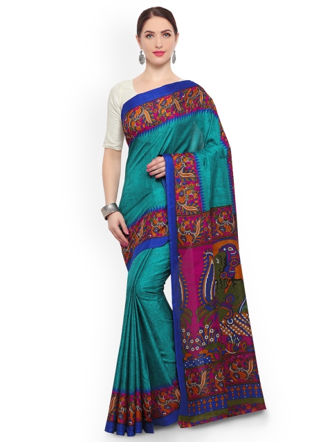 

Satrani Green & Pink Art Silk Printed Saree