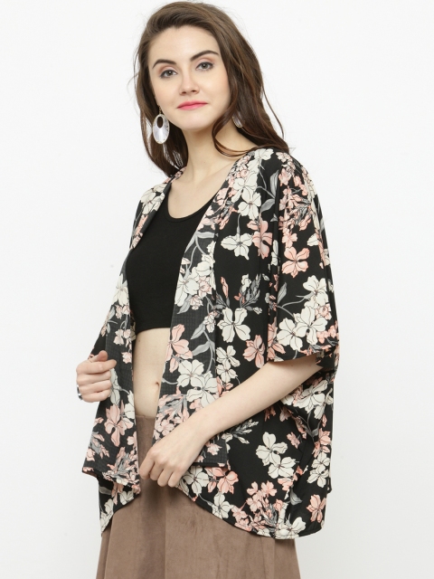 

Sera Black & Off-White Printed Open Front Shrug