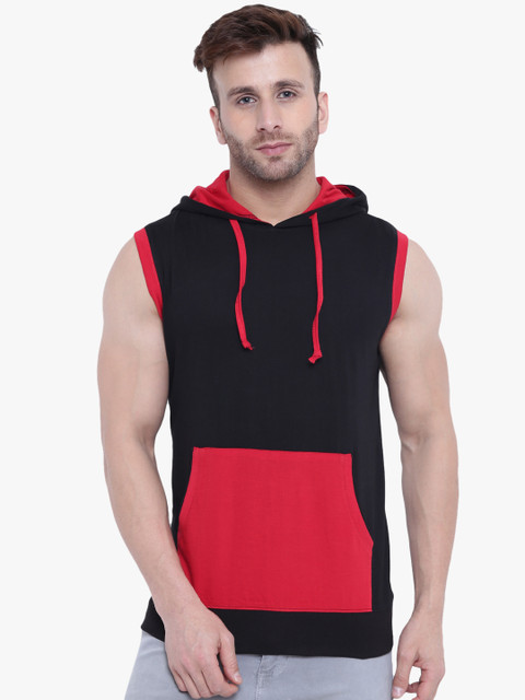 

GRITSTONES Men Black Solid Hood T-shirt