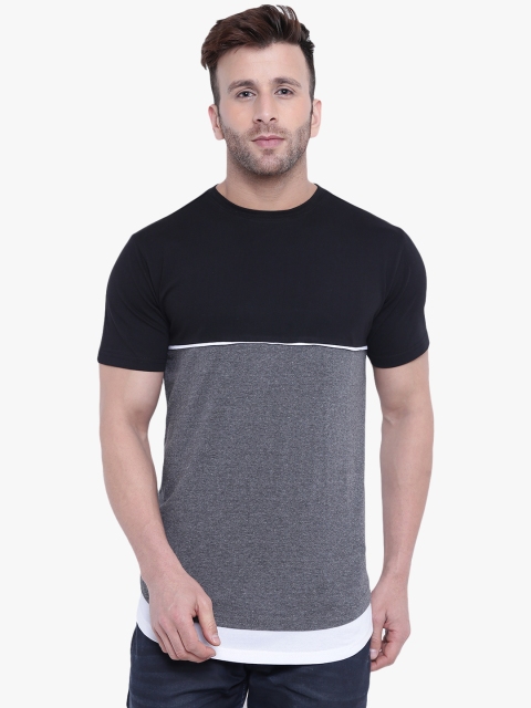 

GRITSTONES Men Black Colourblocked Round Neck T-shirt