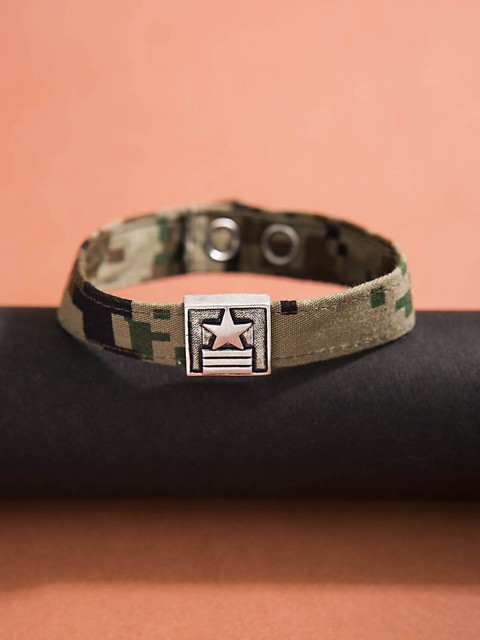 

Dare by Voylla Men Brown & Silver-Toned Metal Silver-Plated Handcrafted Wraparound Bracelet