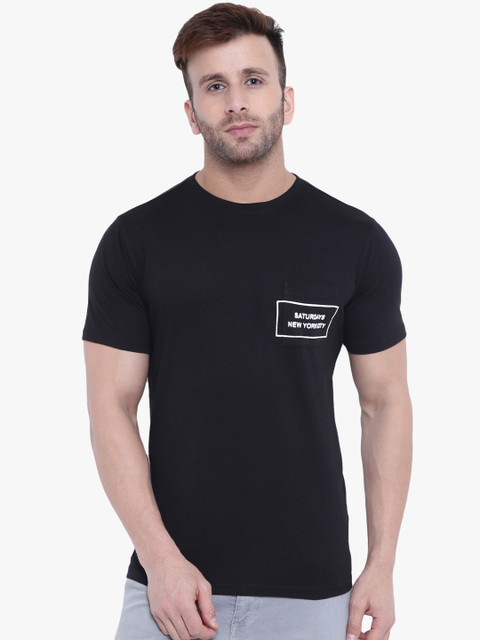 

GRITSTONES Men Black Printed Round Neck T-shirt