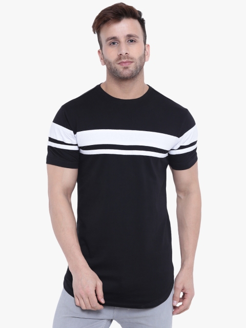 

GRITSTONES Men Black Striped Round Neck T-shirt