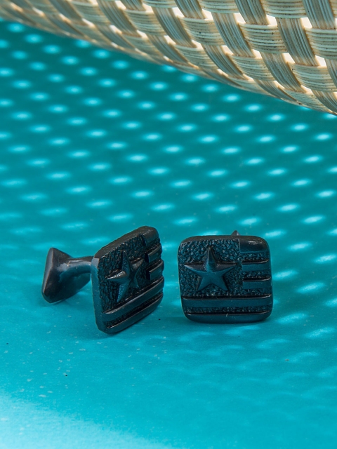 

Dare by Voylla Black Geometric Cufflinks