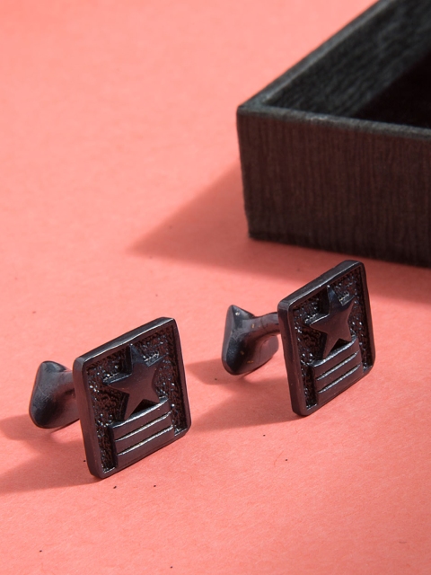 

Dare by Voylla Black Geometric Cufflinks