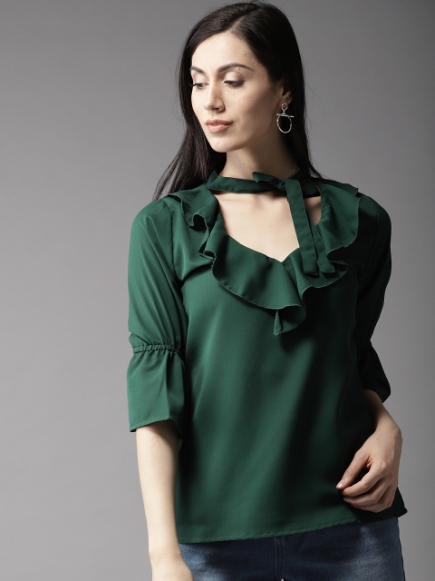 

Moda Rapido Women Green Solid Top