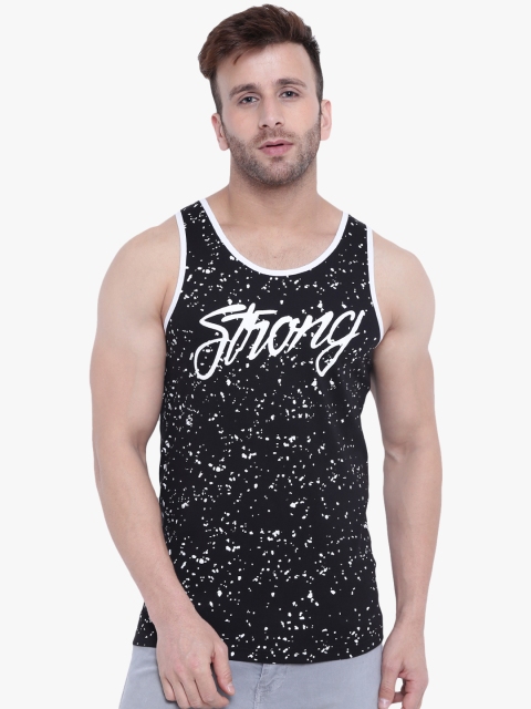 

GRITSTONES Men Black Printed Innerwear Vest GSVSTPNT1794
