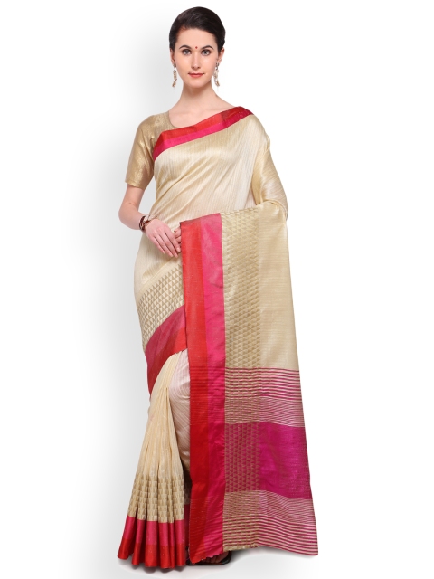 

Varkala Silk Sarees Cream-Coloured Cotton Blend Woven Design Banarasi Saree