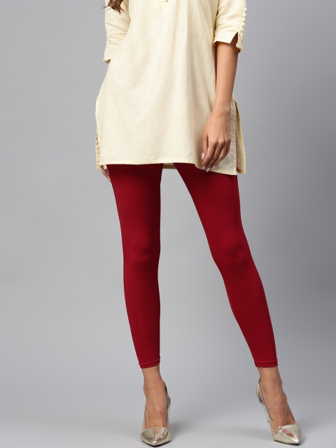 

Shree Maroon Solid Ankle-Length Leggings