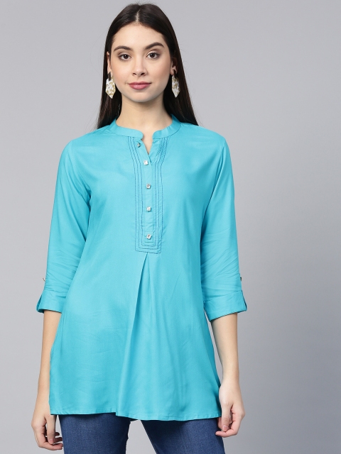 

Shree Turquoise Blue Solid Tunic