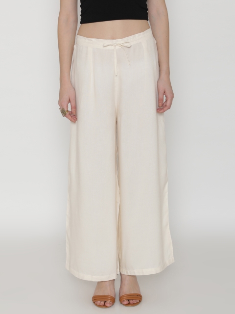 

Shree Women Off-White Solid Wide Leg Palazzos