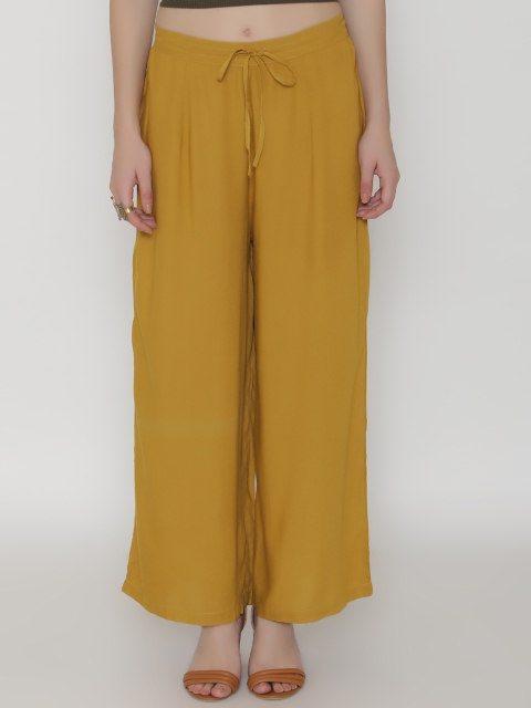 

Shree Women Mustard Rayon Solid Palazzo