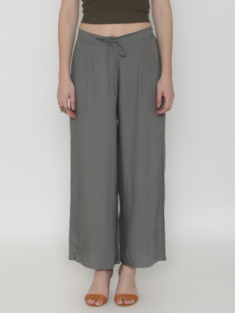 

Shree Women Grey Rayon Solid Palazzos