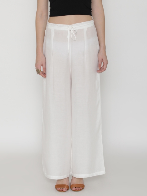 

Shree Women White Rayon Solid Palazzo