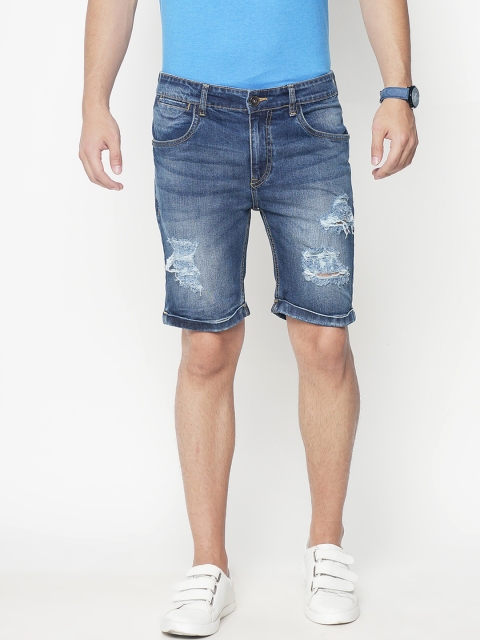 

IVOC Men Blue Washed Slim Fit Denim Shorts